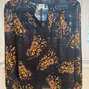 EUC CABI Black Floral Women's Top